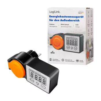 LogiLink Merač spotreby energie do exteriéru, LCD displej, čierna/oranžová