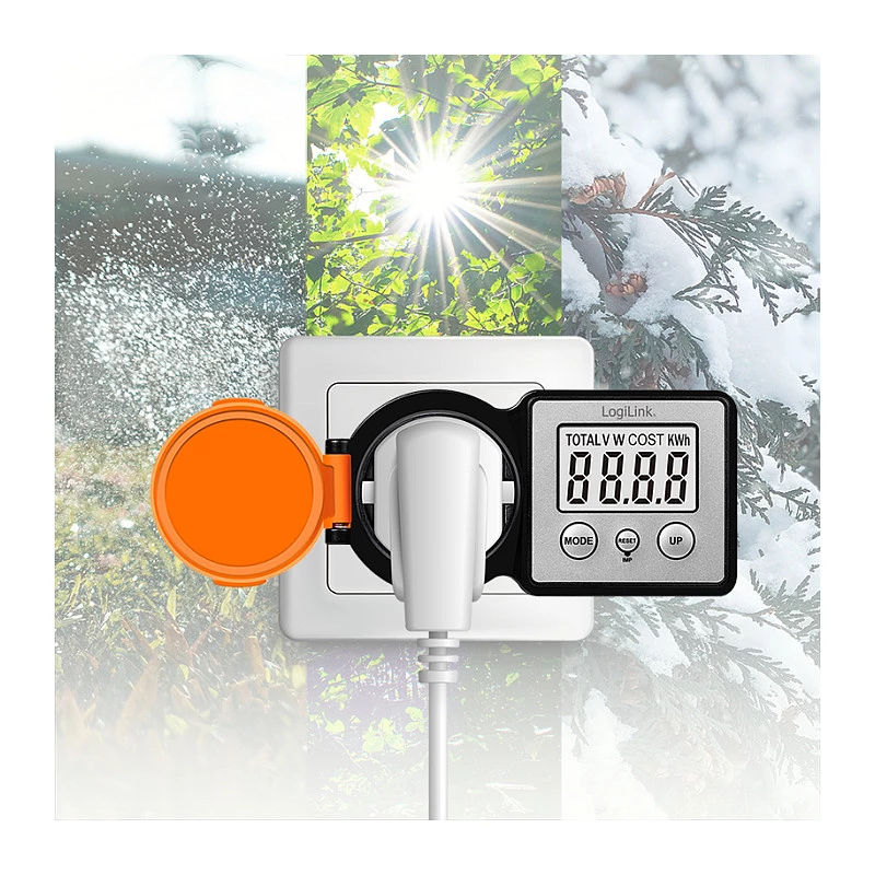LogiLink Merač spotreby energie do exteriéru, LCD displej, čierna/oranžová