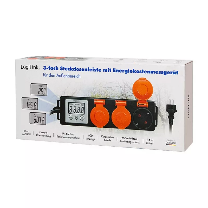 LogiLink Merač spotreby energie do exteriéru s 3 zásuvkami