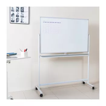 LogiLink EO0064 Mobilná obojstranná biela tabuľa, magnetická oceľ, hliníkový rám, 120x80 cm, biela/strieborná