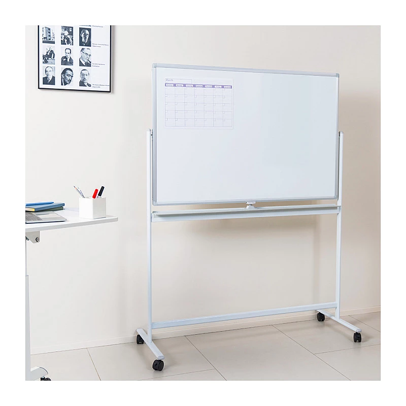 LogiLink EO0064 Mobilná obojstranná biela tabuľa, magnetická oceľ, hliníkový rám, 120x80 cm, biela/strieborná