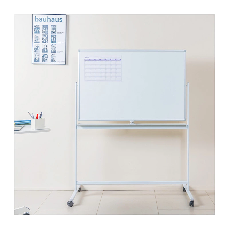 LogiLink EO0064 Mobilná obojstranná biela tabuľa, magnetická oceľ, hliníkový rám, 120x80 cm, biela/strieborná