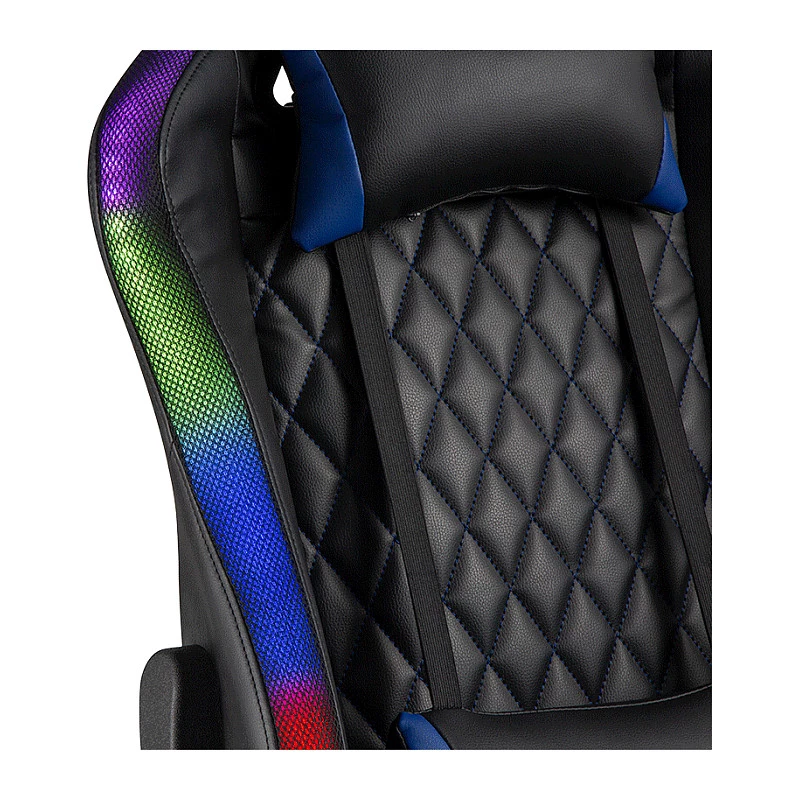 LogiLink EO0076 herná stolička s RGB osvetlením, bedrová opierka, čierna/modrá