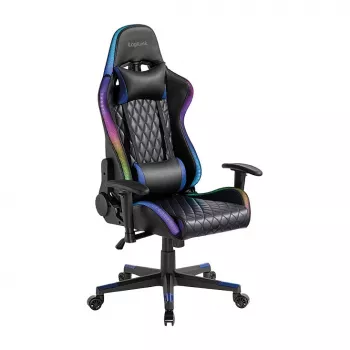LogiLink EO0076 herná stolička s RGB osvetlením, bedrová opierka, čierna/modrá