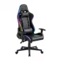 LogiLink EO0076 herná stolička s RGB osvetlením, bedrová opierka, čierna/modrá