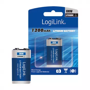 LOGILINK ER9VLIB 9V lítiová batéria (balenie 1 ks, blister) – 1200 mAh, nenabíjateľná, PP3