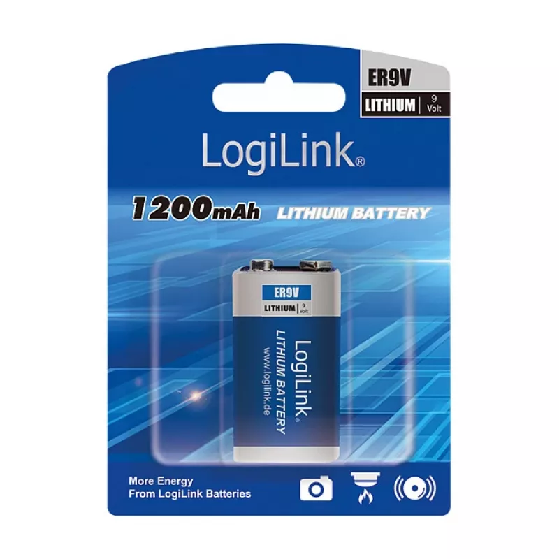 LOGILINK ER9VLIB 9V lítiová batéria (balenie 1 ks, blister) – 1200 mAh, nenabíjateľná, PP3