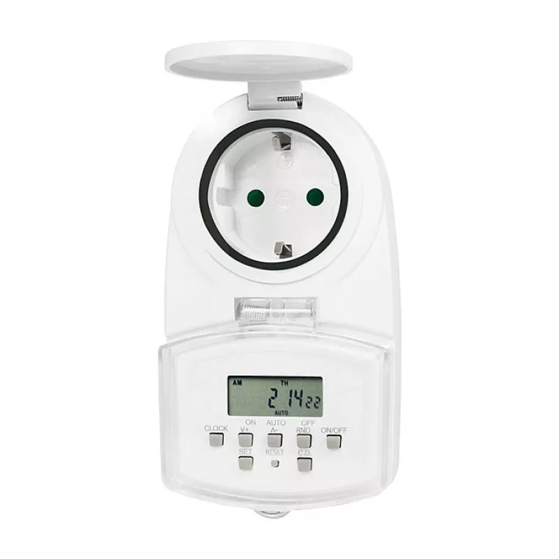LOGILINK ET0008 Vonkajšie digitálne časové spínače - IP44, 10 programov ZAP/VYP, 16A/3680W, Schuko (typ F), čierna/sivá