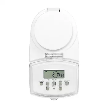 LOGILINK ET0008 Vonkajšie digitálne časové spínače - IP44, 10 programov ZAP/VYP, 16A/3680W, Schuko (typ F), čierna/sivá