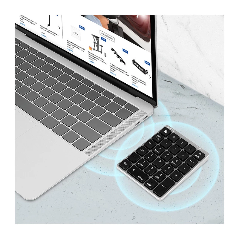LogiLink ID0212 bezdrôtová numerická klávesnica, 28 klávesov, Bluetooth 5.0, Space Grey