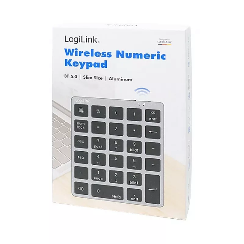 LogiLink ID0212 bezdrôtová numerická klávesnica, 28 klávesov, Bluetooth 5.0, Space Grey