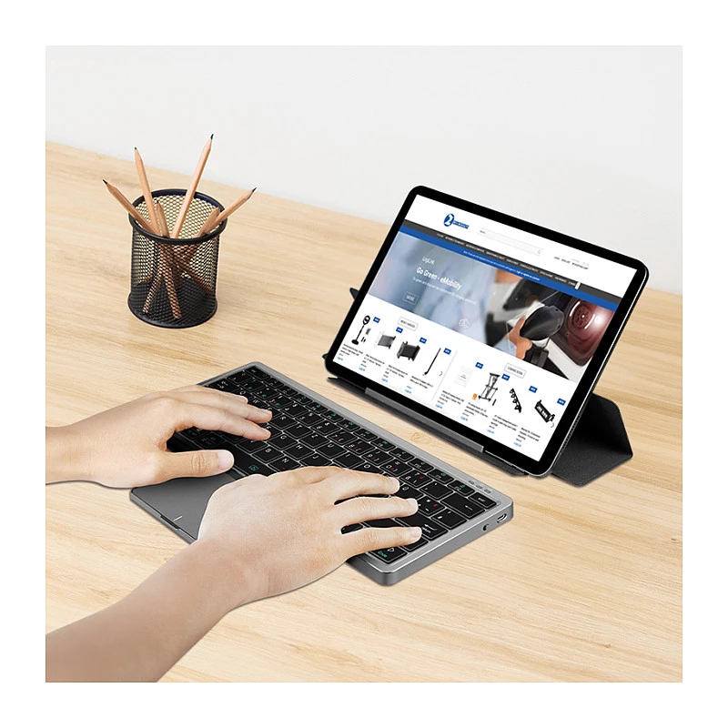 LOGILINK ID0214 bezdrôtová klávesnica s touchpadom, Bluetooth 5.1, 3-kanálová, sivá