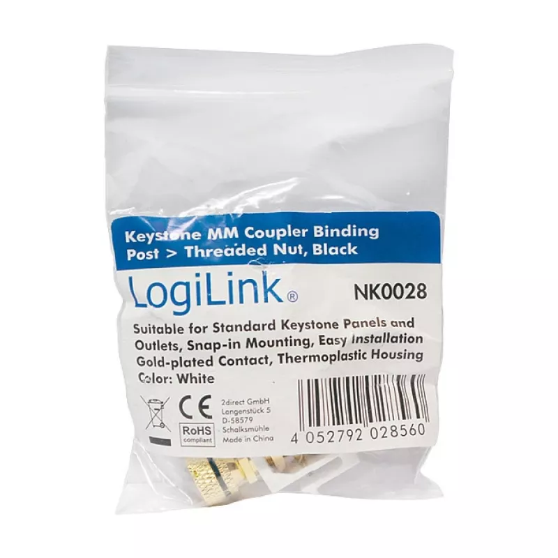 LogiLink keystone modul so zásuvkou a maticou, čierny
