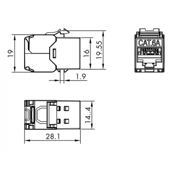 LogiLink Keystone Jack Cat.6A STP s krytkou proti prachu, 14,4 mm, 22-26 AWG, 24 kusov