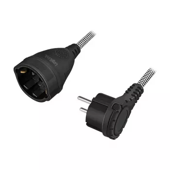 LogiLink LPS104 predlžovací kábel, CEE 7/7 na CEE 7/3, textilný oplet, čierny/sivý, 3 m