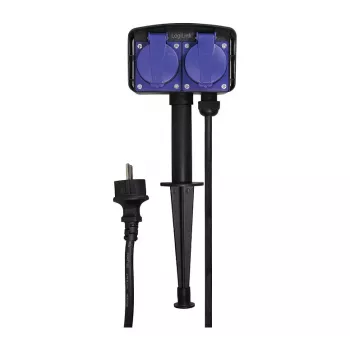 Logilink LPS214 predlžovacia zásuvka, 2 zásuvky so ochranným kontaktom, IP44, kolík do zeme, 2m kábel