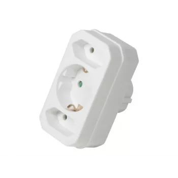 LogiLink LPS221 Schuko na 2x Euro + 1x Schuko zásuvkový adaptér, biely, 16 A, 250 V, 3680 W, detská poistka
