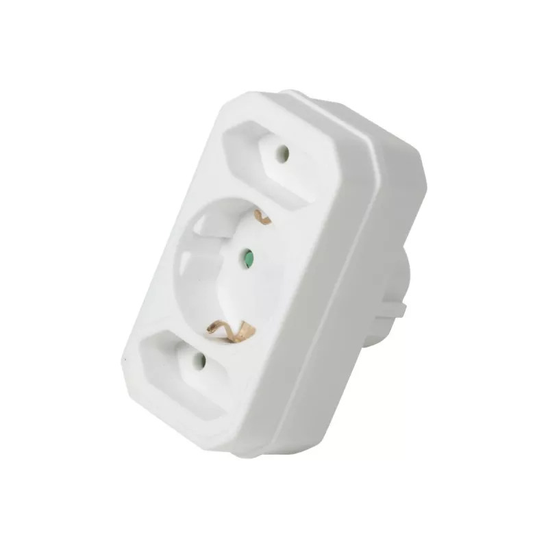 LogiLink LPS221 Schuko na 2x Euro + 1x Schuko zásuvkový adaptér, biely, 16 A, 250 V, 3680 W, detská poistka