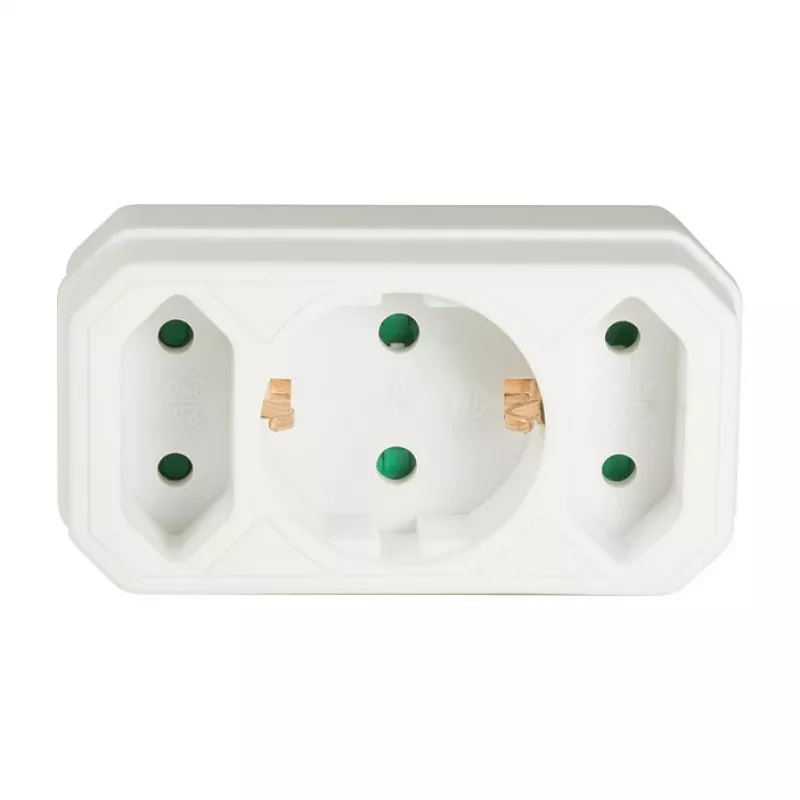 LogiLink LPS221 Schuko na 2x Euro + 1x Schuko zásuvkový adaptér, biely, 16 A, 250 V, 3680 W, detská poistka
