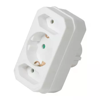 LogiLink LPS221 Schuko na 2x Euro + 1x Schuko zásuvkový adaptér, biely, 16 A, 250 V, 3680 W, detská poistka