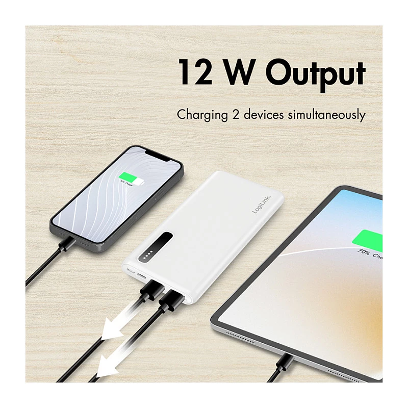 Logilink mobilná power banka, LiPo, 8000 mAh, biela