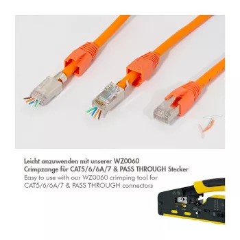 LogiLink modulárny konektor RJ45 Cat.6A STP Pass Through, balenie 10 ks