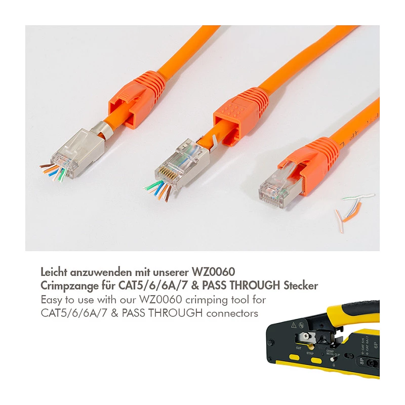LogiLink modulárny konektor RJ45 Cat.6A STP Pass Through, balenie 10 ks
