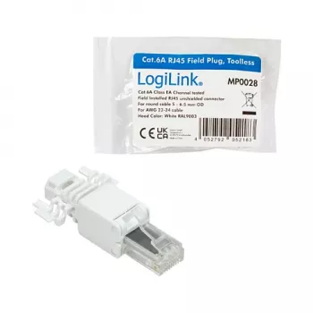 LogiLink modulárny konektor RJ45 Cat.6A, UTP, bez nástroja, biely