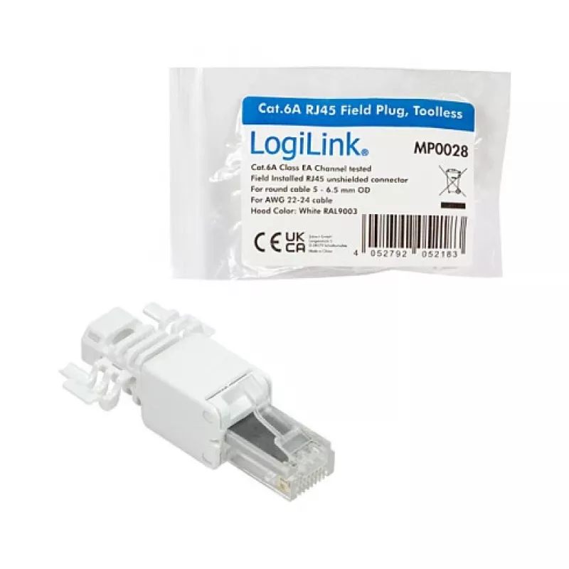 LogiLink modulárny konektor RJ45 Cat.6A, UTP, bez nástroja, biely
