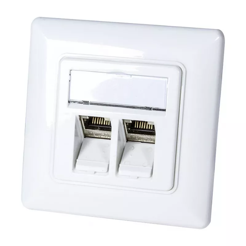LogiLink NK4020 keystone nástenná zásuvka, podomietková, 2 moduly, signálna biela
