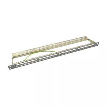 LogiLink NK4039 Keystone patch panel, 24 portov, 0,5HE, tienený, sivý – 19 palcová rackmontáž
