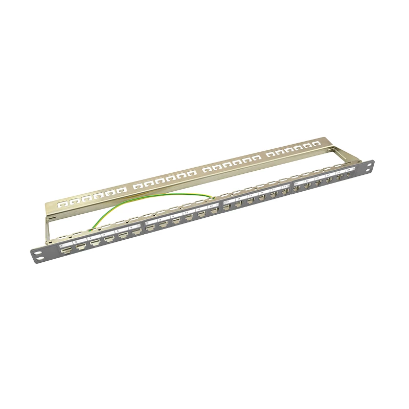 LogiLink NK4039 Keystone patch panel, 24 portov, 0,5HE, tienený, sivý – 19 palcová rackmontáž