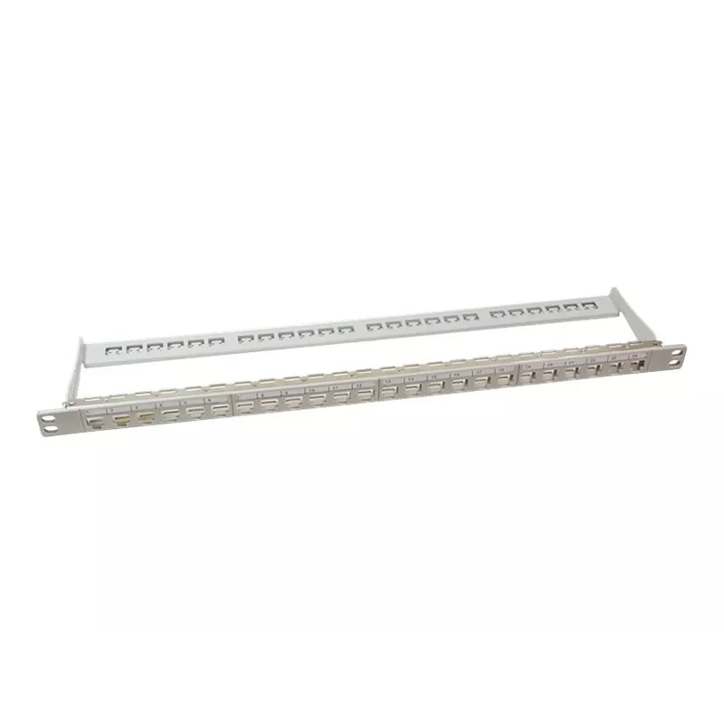 LogiLink NK4039 Keystone patch panel, 24 portov, 0,5HE, tienený, sivý – 19 palcová rackmontáž
