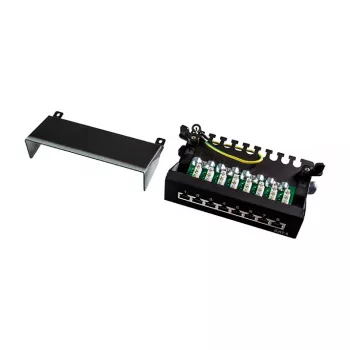 LogiLink NP0017B patch panel – 8 port Cat6 STP, montáž na stenu/pod stôl, čierny