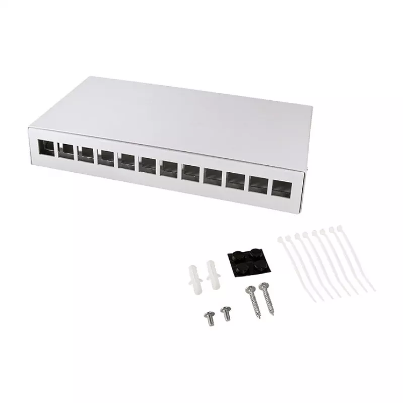 LOGILINK NP0094 Consolidation Point Box 12-portový, montáž na stôl/stenu/koľajnicu, svetlosivý
