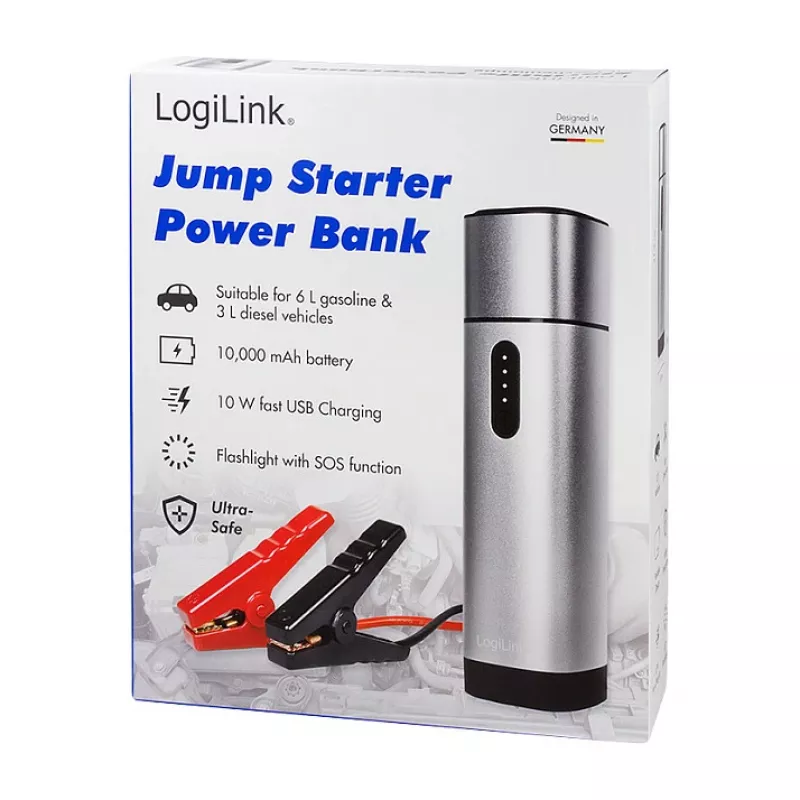 LogiLink PA0266 štartovací zdroj do auta a powerbanka, 10000 mAh, LED baterka