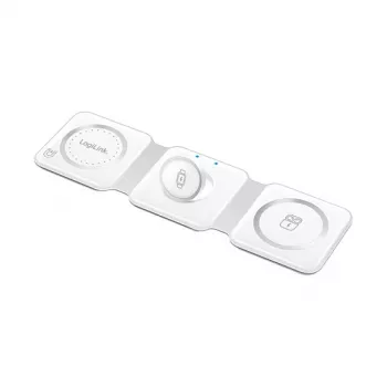 LOGILINK PA0344 magnetická nabíjačka 3-in-1 pre Apple zariadenia, biela, skladacia, MagSafe, 15W
