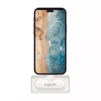 LogiLink PA0349W mobilná power banka, 5000 mAh, LiPo, integrovaný sklápací USB-C konektor a USB-C port, biela