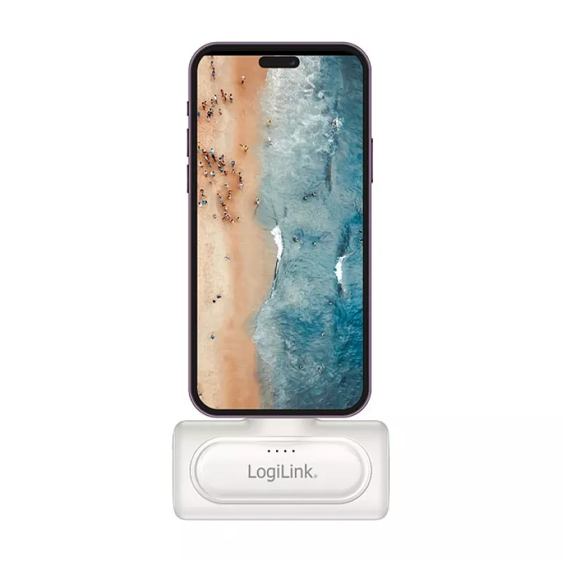 LogiLink PA0349W mobilná power banka, 5000 mAh, LiPo, integrovaný sklápací USB-C konektor a USB-C port, biela