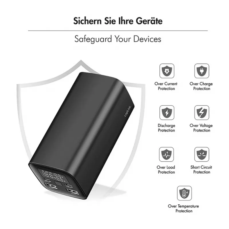Logilink PA0350 mobilná power banka, 20 000 mAh, 65W PD & QC 3.0, čierna