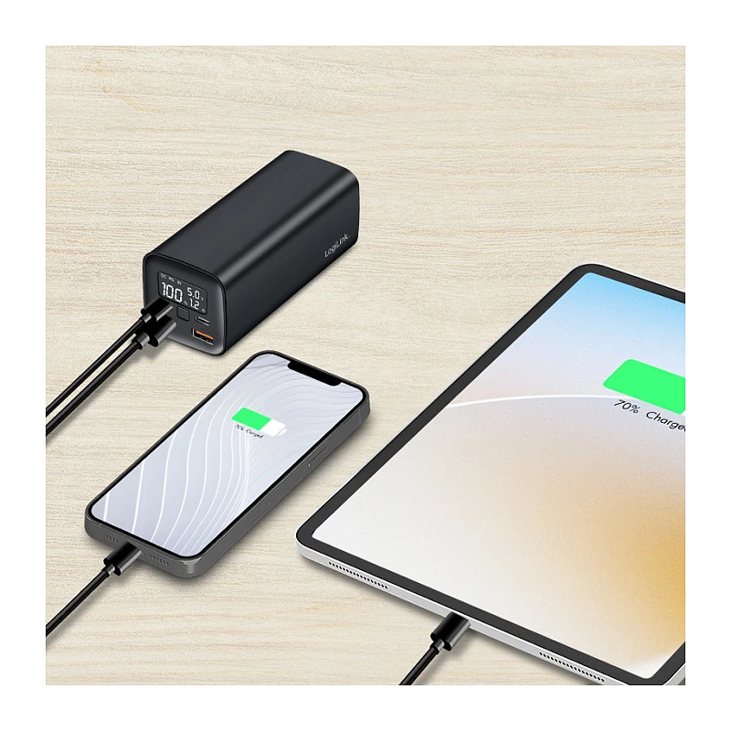 Logilink PA0350 mobilná power banka, 20 000 mAh, 65W PD & QC 3.0, čierna