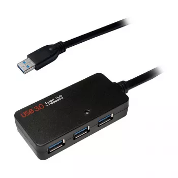 LOGILINK UA0262 USB 3.0 aktívny predlžovací kábel, USB-A samec na 4x USB-A samica, 10m, čierny