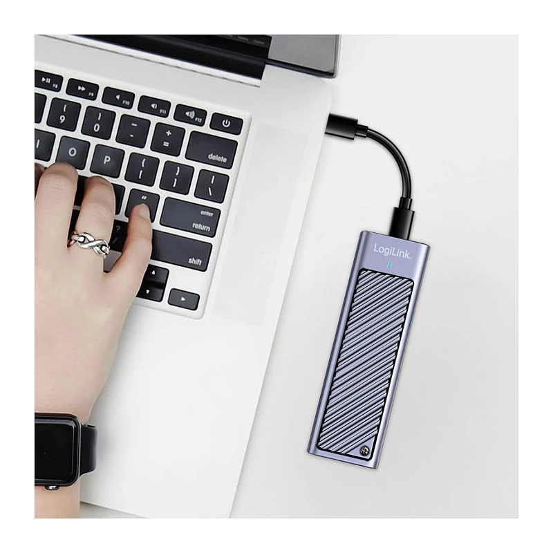 LogiLink UA0435 USB 3.2 Gen 2x2 puzdro na SSD, M.2 NVMe/SATA, USB-C, 20 Gbps, sivé