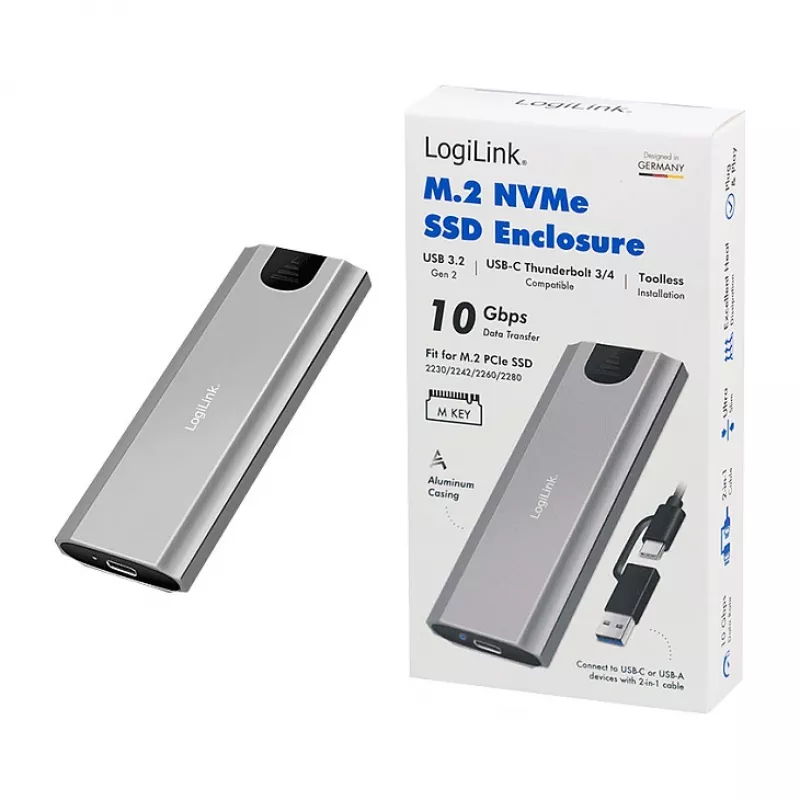 LogiLink UA0439 USB 3.2 Gen 2 puzdro na SSD USB-C na PCIe NVMe
