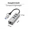 Logilink UA0440 USB 3.2 Gen 1 3-port hub s Gigabit Ethernet adaptérom, USB-C a USB-A konektor, hliník