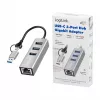 Logilink UA0440 USB 3.2 Gen 1 3-port hub s Gigabit Ethernet adaptérom, USB-C a USB-A konektor, hliník