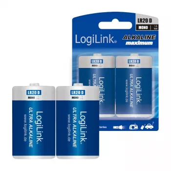 LogiLink Ultra Power alkalická D batéria LR20 2 ks blister