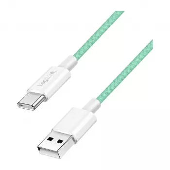 LogiLink USB 2.0 Type-C kábel, A/M na C/M, 480 Mbit/s, 60 W, nylon, zelený, 0,5 m