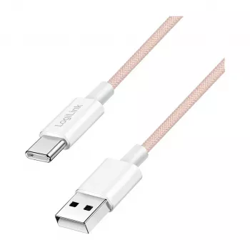 LogiLink USB 2.0 Type-C kábel, A/M na C/M, 480 Mbps, 60W, nylon, ružová, 0,5 m