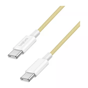 LogiLink USB 2.0 Type-C kábel, C/M na C/M, 480 Mbps, 60W, nylon, žltý, 0,5 m